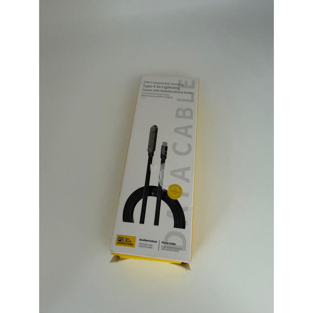30W T-shaped Fast Charging Type-C to‎ Lightning Cable with Foldable Phone Holder